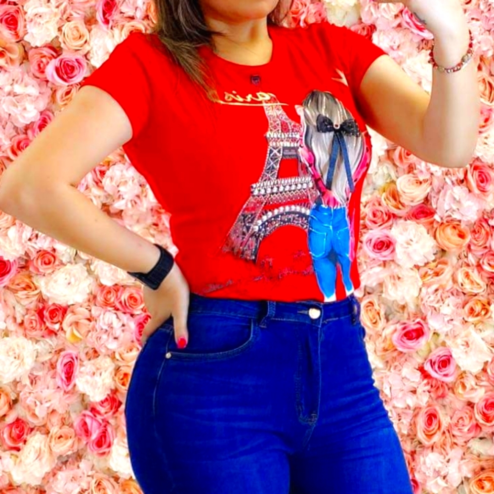Vinizbena fashion T-shirt with rinhestones